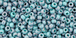 TOHO Round 11/0 Tube 2.5" : Marbled Opaque Turquoise/Amethyst