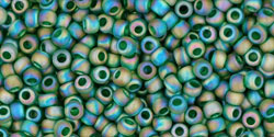 TOHO Round 11/0 Tube 5.5" : Transparent-Rainbow Frosted Green Emerald