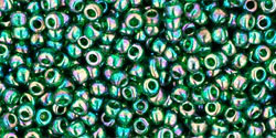 TOHO Round 11/0 Tube 5.5" : Transparent-Rainbow Green Emerald