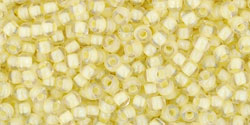 TOHO Round 11/0 Tube 5.5" : Inside-Color Luster Crystal/Opaque Yellow-Lined