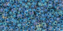 TOHO Round 11/0 Tube 5.5" : Inside-Color Luster Crystal/Capri Blue-Lined