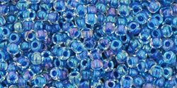 TOHO Round 11/0 Tube 2.5" : Inside-Color Luster Crystal/Caribbean Blue-Lined
