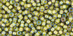 TOHO Round 11/0 Tube 5.5" : Inside-Color Luster Black Diamond/Opaque Yellow-Lined