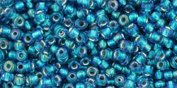 TOHO Round 11/0 Tube 2.5" : Inside-Color Rainbow Crystal/Green Teal-Lined