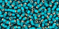 TOHO Round 11/0 Tube 5.5" : Silver-Lined Frosted Teal