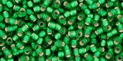 TOHO Round 11/0 Tube 5.5" : Silver-Lined Frosted Grass Green
