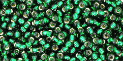 TOHO Round 11/0 Tube 5.5" : Silver-Lined Green Emerald
