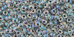 TOHO Round 11/0 Tube 2.5" : Inside-Color Rainbow Crystal/Opaque Gray-Lined