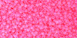 TOHO Round 11/0 Tube 5.5" : Inside-Color Matte Crystal/Neon Pink-Lined