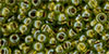 TOHO Round 11/0 Tube 2.5" : Gold-Lined Peridot