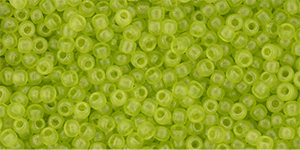 TOHO Round 11/0 Tube 2.5" : HYBRID Sueded Gold Transparent Lime Green