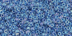 TOHO Round 15/0 Tube 2.5" : Inside-Color Luster Crystal/Caribbean Blue-Lined