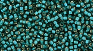 TOHO Round 15/0 Tube 2.5" : Silver-Lined Frosted Teal