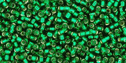 TOHO Round 15/0 Tube 2.5" : Silver-Lined Green Emerald