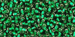 TOHO Treasure #1 Tube 2.5" : Transparent Silver-Lined Green Emerald