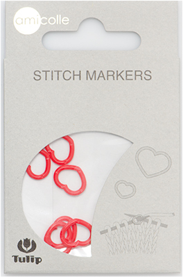 Tulip - Stitch Markers (7 pcs) : Heart - Red Medium