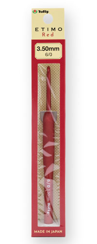 Tulip - ETIMO Red Crochet Hook with Cushion Grip 6/0  3.50mm