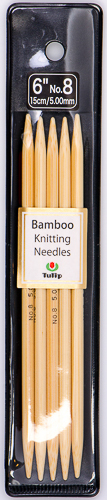 Tulip - 6" (15cm) Bamboo Knitting Needles (5 pcs) : Size 8 (5.00mm)