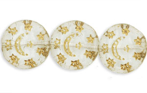 Flat Star Beads 13mm : Crystal - Gold Inlay