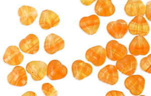 Loose Hearts 6mm : HurriCane Glass - Buttery Orange Begonia