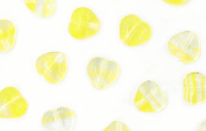 Loose Heart Beads 6/6mm : HurriCane Glass - Lemon Drop