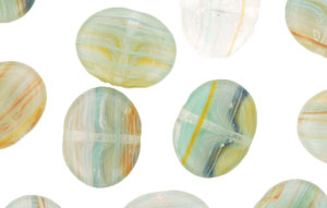 Loose Wide Flattened Ovals 10/12mm : Hurricane Glass - Arctic Ice Lights