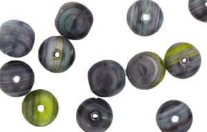 Loose Round Beads 6mm : Hurricane Glass - Midnight Glow