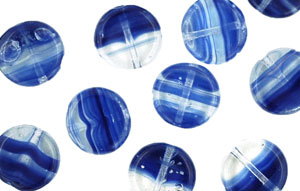 Loose Dime Bead 8mm : HurriCane Glass - Blue/White