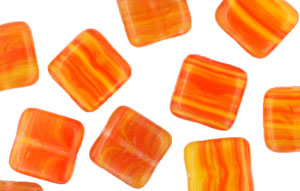 Loose Flat Squares 9mm : HurriCane Glass Red Orange