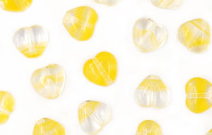 Loose Heart Beads 6/6mm : HurriCane Glass - Buttercup