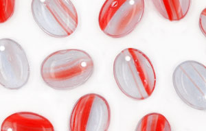 Loose Oval Lentils 12/9mm : HurriCane Glass - Alexandrite/Opaque Red