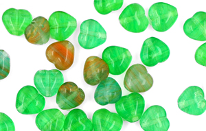 Loose Heart Beads 6/6mm : HurriCane Glass - Anemone