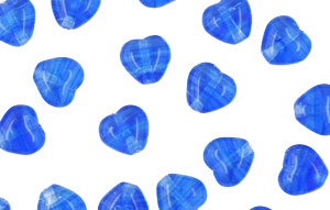 Loose Heart Beads 6/6mm : HurriCane Glass - Danube Blue