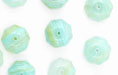 Loose Melon Spacers 8/11mm : HurriCane Glass - Milky Aqua/Yellow Stripe