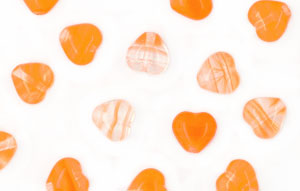 Loose Heart Beads 6/6mm : HurriCane Glass - Orange Popsicle