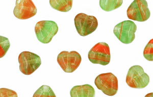 Loose Heart Beads 6/6mm : HurriCane Glass - Habanero