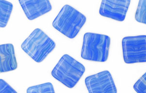 Loose Flat Squares 9mm : HurriCane Glass - Blue Ocean Waters