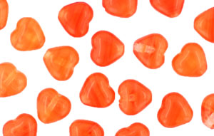 Loose Heart Beads 6/6mm : HurriCane Glass Orange Sunset