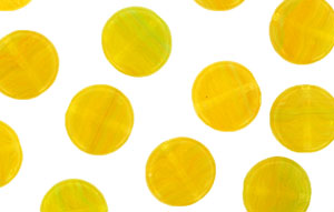 Loose Dime Bead 8mm : HurriCane Glass - Lemon Drops