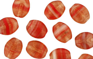 Loose Flattened Ovals 9/7mm : HurriCane Glass - Crimson Crush