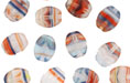 Loose Flattened Ovals 9/7mm : HurriCane Glass - Red/Blue/White