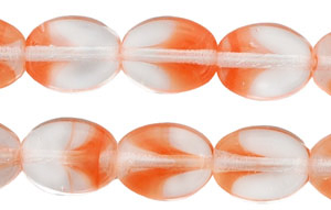 Small Ovals 8/6 mm : HurriCane Crystal/Lt Orange Swirl .25 M