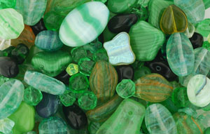 Loose Pressed Bead : Green Mix