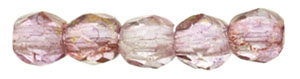 Fire-Polish 2mm : Luster - Transparent Topaz/Pink