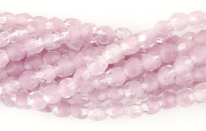 3mm Fire Polished : HurriCane Glass - Crystal/Milky Amethyst