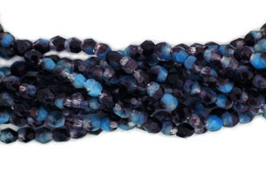 Fire-Polish 3mm : HurriCane Glass - Amethyst/Opaque Blue/Crystal