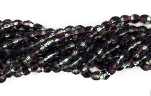 Fire-Polish 3mm : HurriCane Glass - Amethyst/Crystal Tortoise