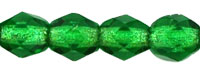 Fire-Polish 4mm : Emerald - Silver-Lined