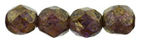 Fire-Polish 6mm : Amethyst - Stone Copper Picasso (25pcs)