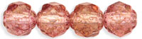 Renaissance Fire-Polish 6mm : Luster - Transparent Topaz/Pink